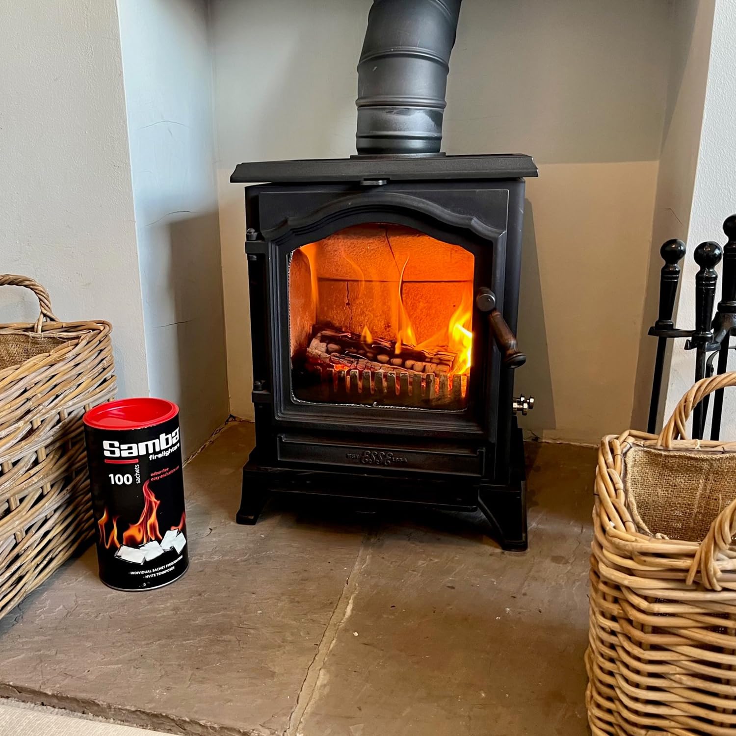 600 Samba Firestarters Firelighters Sachets - Odourless Burning & Easy to Light - For BBQs Barbecues Wood Burner Wood-Fired Ovens Stoves Fireplaces &