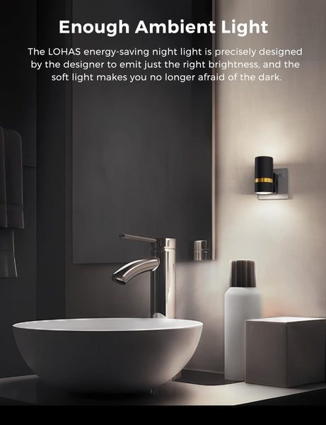 LOHAS-LED Night Light Plug in Wall, 1 Pack, Dimmable Nightlight, Dusk to Dawn Sensor, Brightness Adjustable 0-100LM, 3000K Warm White, Plug-in Modern Night Light for Hallway Bedroom Stair Bathroom