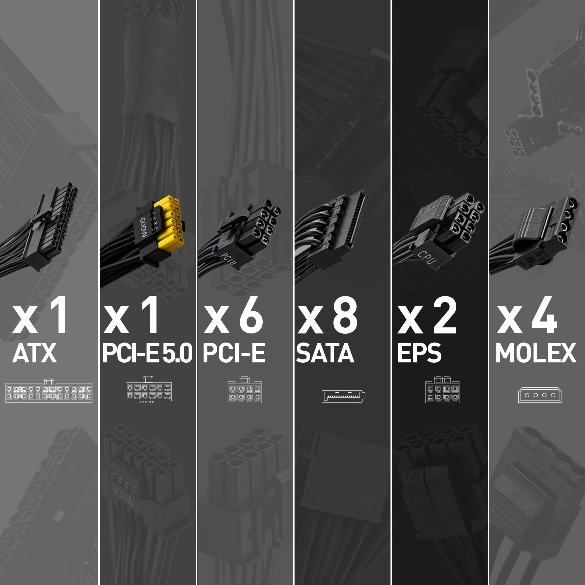 MSI MPG A1000G PCIE5 Power Supply Unit, UK Plug - 1000W, 80 Plus Gold Certified, Fully Modular ATX 3.0, PCIe 5.0 GPU Support, Japanese 105°C Capacitors, 0% RPM Mode, Flat Cables - 10 Year Warranty