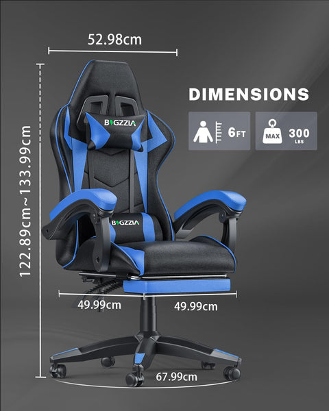 bigzzia RGB Gaming Chair with LED Lights and Ergonomic Computer Chair Reclining PU Leather High Back Video Game Chair with Headrest Adjustable Lumbar Support Linkage Armrest for Adults (Black/Grey)