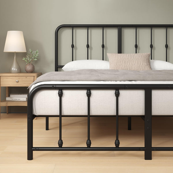 ZINUS Florence 3ft Single Bed Frame 90x190cm, Metal Platform Bed with Headboard and Footboard, Strong Steel Slat Support, Large Storage Space, Easy Assembly, Black