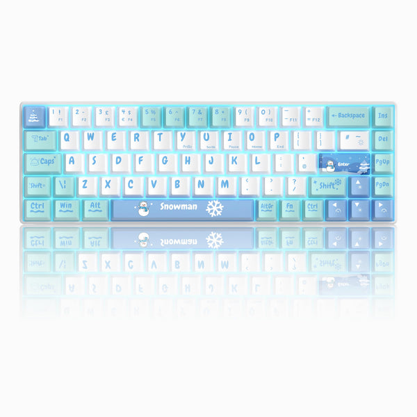MageGee Portable 60% Gaming Mechanical Keyboard, Minimalist MK-Box Ice Blue Backlit Compact 68 Keys Wired Office Keyboard with Red Switch for Windows Laptop PC Mac Convenient(Gray & White)