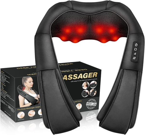 Back Massager, WERTYI Neck and Back Massager with Heat, Deep Tissue 3D Kneading Shiatsu Massage Pillow for Body, Shoulder, Foot and Leg, Christmas Gifts for Women and Men - Remote Control
