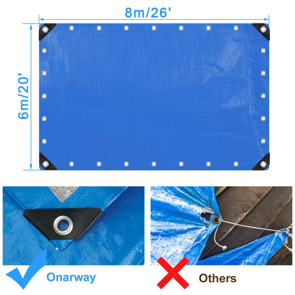 Onarway Tarpaulin 3m x 4m Thicken Tarpaulin Waterproof Heavy Duty 110GSM with Reinforced Grommets, Tarp Sheet Cover for Multipurpose Outdoor Use, Blue