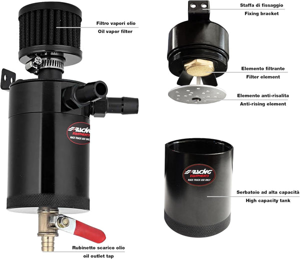 Simoni Racing Oil Catch-Tank 300ml - Black