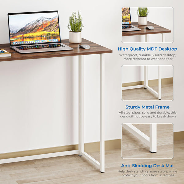 Dripex Compact Folding Desk No Assembly Required Computer Desk Folding Hobby Craft Table, Brown