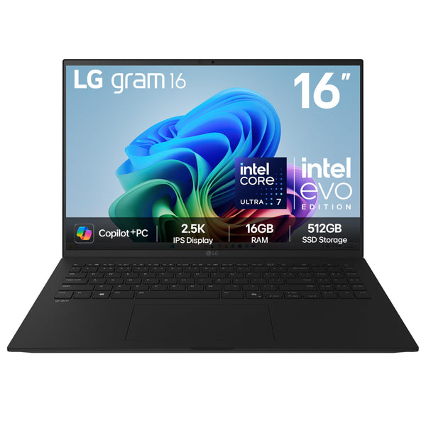 LG gram 16Z90TL - 16 Inch 2.5K IPS Ultra-Lightweight Laptop, Intel Core Ultra 7 256V 47TOPS NPU - EVO Edition, 16GB RAM, 1TB SSD, Windows 11 Home, gram Hybrid AI, Copilot+ PC, Black (2025)