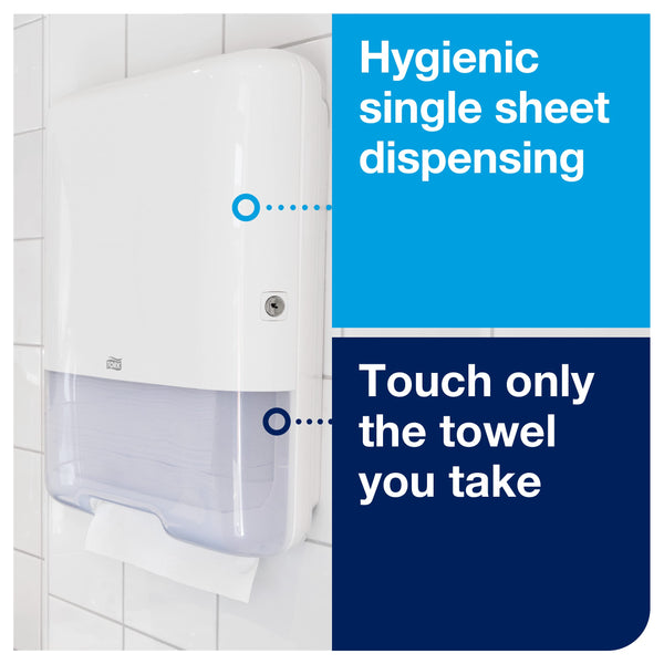 Tork Singlefold/C-Fold Hand Towel Dispenser 553000 - H3 Paper Towel Dispenser - Slim, One-at-a-Time Dispensing, White