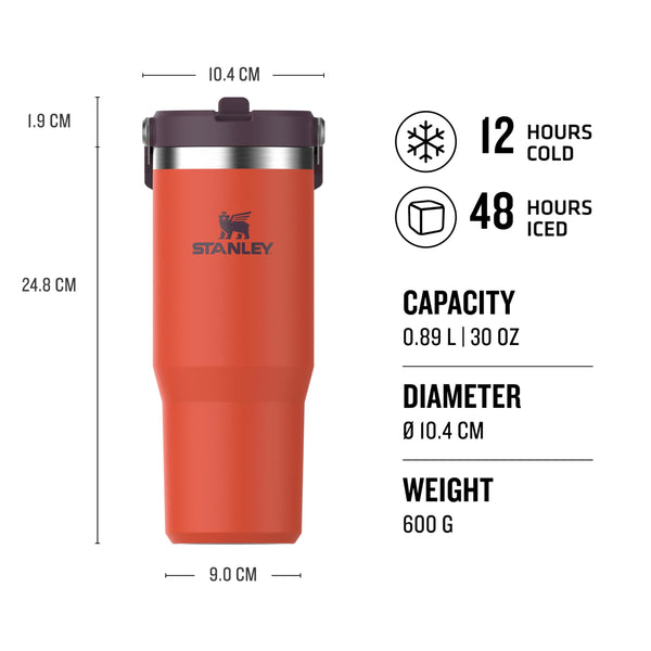 Stanley Flip Straw Tumbler 1.0 Water Bottle With Straw 0.89L - Keeps Cold For 12+ Hours - Easy To Carry - Dishwasher Safe - Stainless Steel Thermal Flask - BPA-Free Travel Mug - Navy