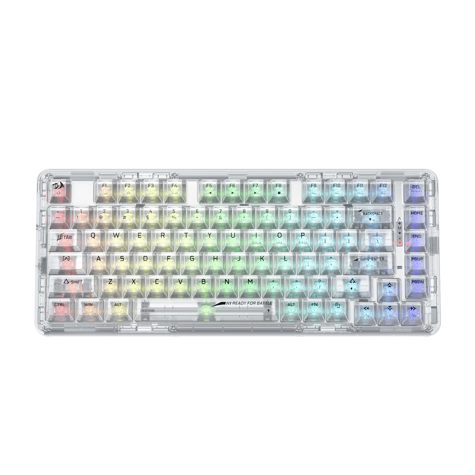 Redragon K649 PRO 78% Wireless Gasket RGB Gaming Keyboard, 3-Modes 82 Keys Full-Transparent Hot-Swap Compact Mechanical Keyboard w/Upgraded Socket, Sound Absorbing Foams, Translucent Custom Switch