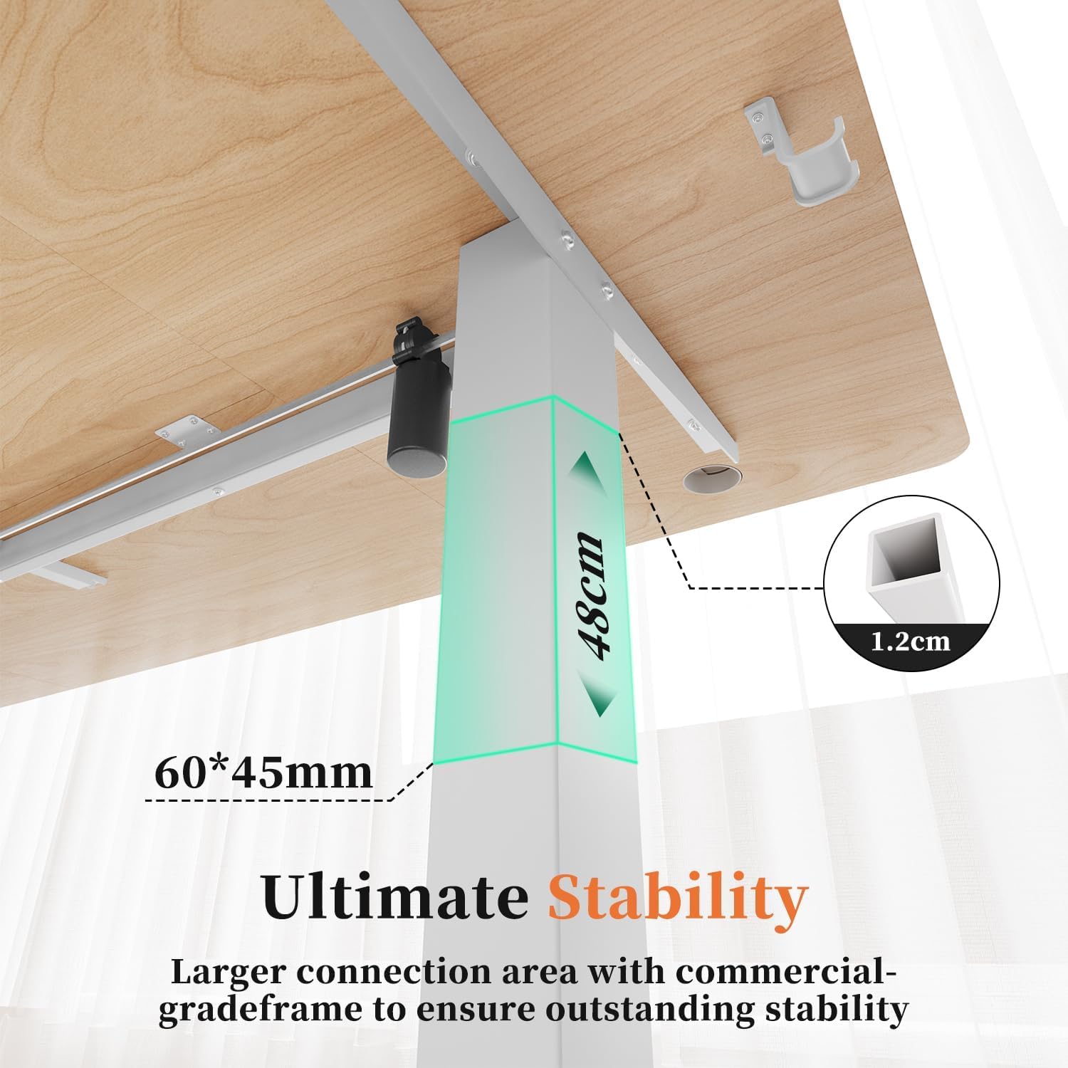 Devoko Electric Standing Desk 120x60cm Sit Stand Table Height Adjustable with Backpack Hook and Memory Smart Pannel, Home Office, White