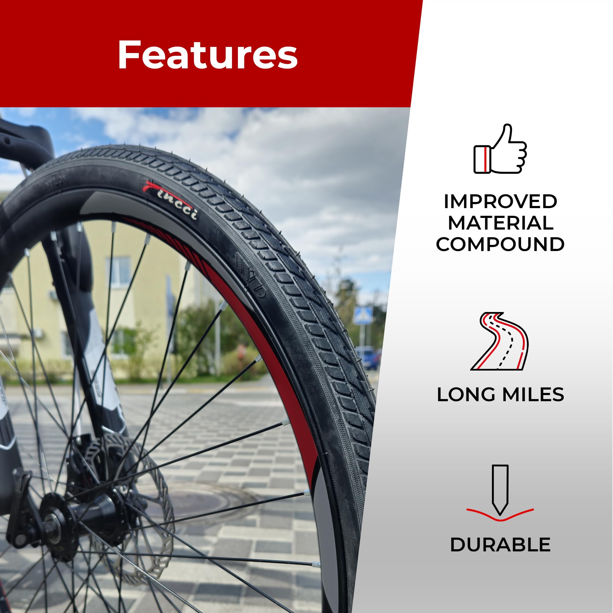 Fincci Pair 26x1.50 Slick Tyre 40-559 Tyres for Cycle Road Mountain MTB Hybrid Bike Bicycle 26 x 1.5 Inch - Pack of 2