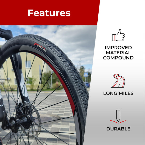 Fincci Pair 26x1.50 Slick Tyre 40-559 Tyres for Cycle Road Mountain MTB Hybrid Bike Bicycle 26 x 1.5 Inch - Pack of 2