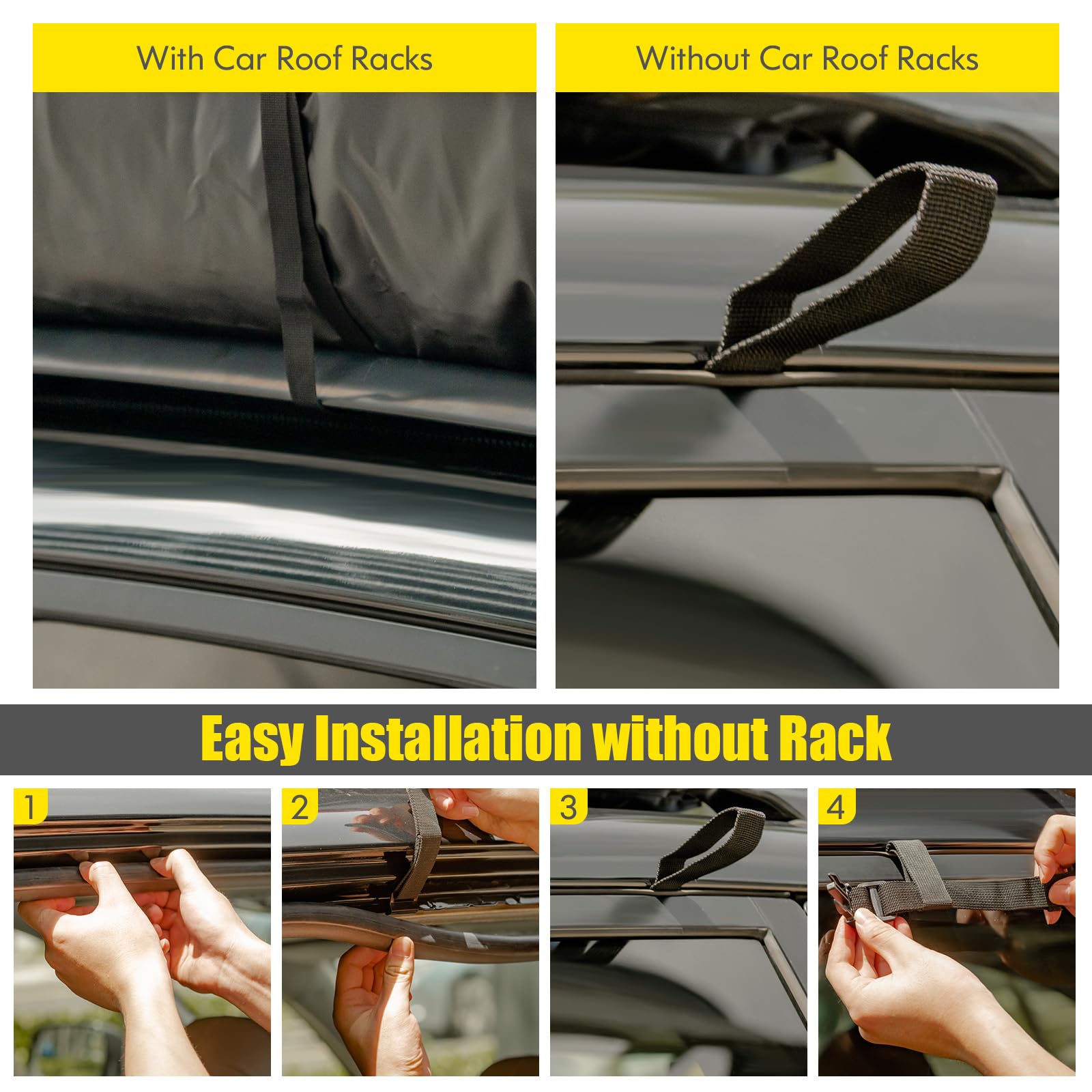 COSTWAY 15/21 Cubic Feet Car Roof Bag, 100% Waterproof Roofing Cargo Carrier with Anti-Slip Mat, Combination Lock & Straps, Rooftop Luggage Storage Box (Black, 21 Cubic Ft/600L)