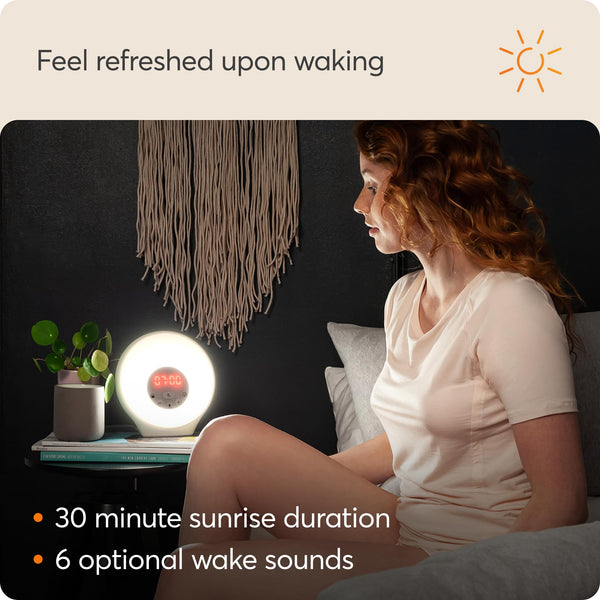 Lumie Sunrise Alarm - Sunrise Wake-up Alarm, Sunset Sleep Feature, Sounds and Mood Lighting, White