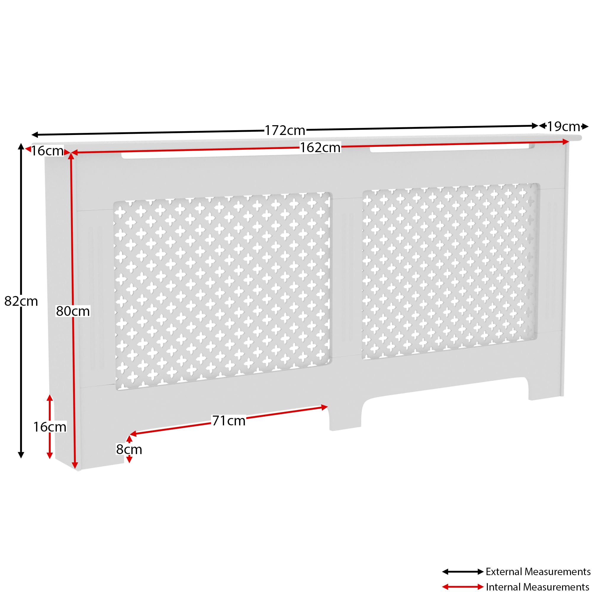 Vida Designs Oxford Radiator Cover – Traditional Cross Pattern, Olive Grey, MDF, Modern Painted Finish, Heat Efficient, Small, (H 82 x W 78 x D 19 cm)