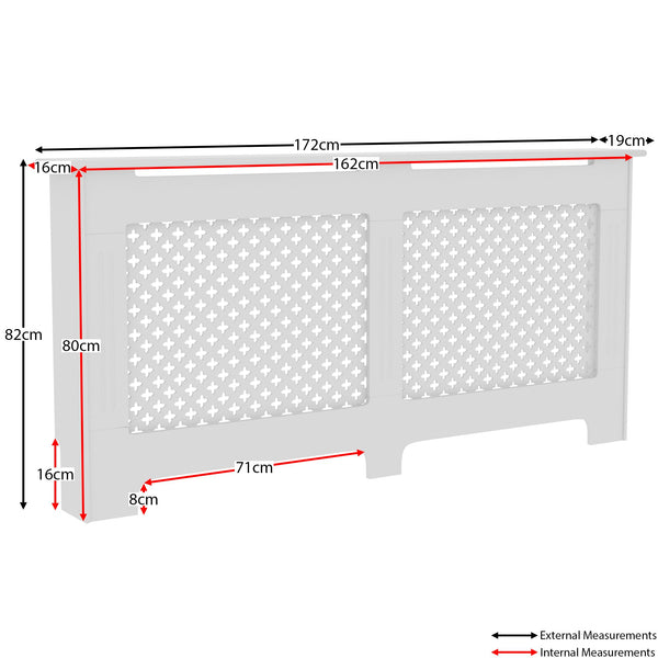 Vida Designs Oxford Radiator Cover – Traditional Cross Pattern, Olive Grey, MDF, Modern Painted Finish, Heat Efficient, Small, (H 82 x W 78 x D 19 cm)