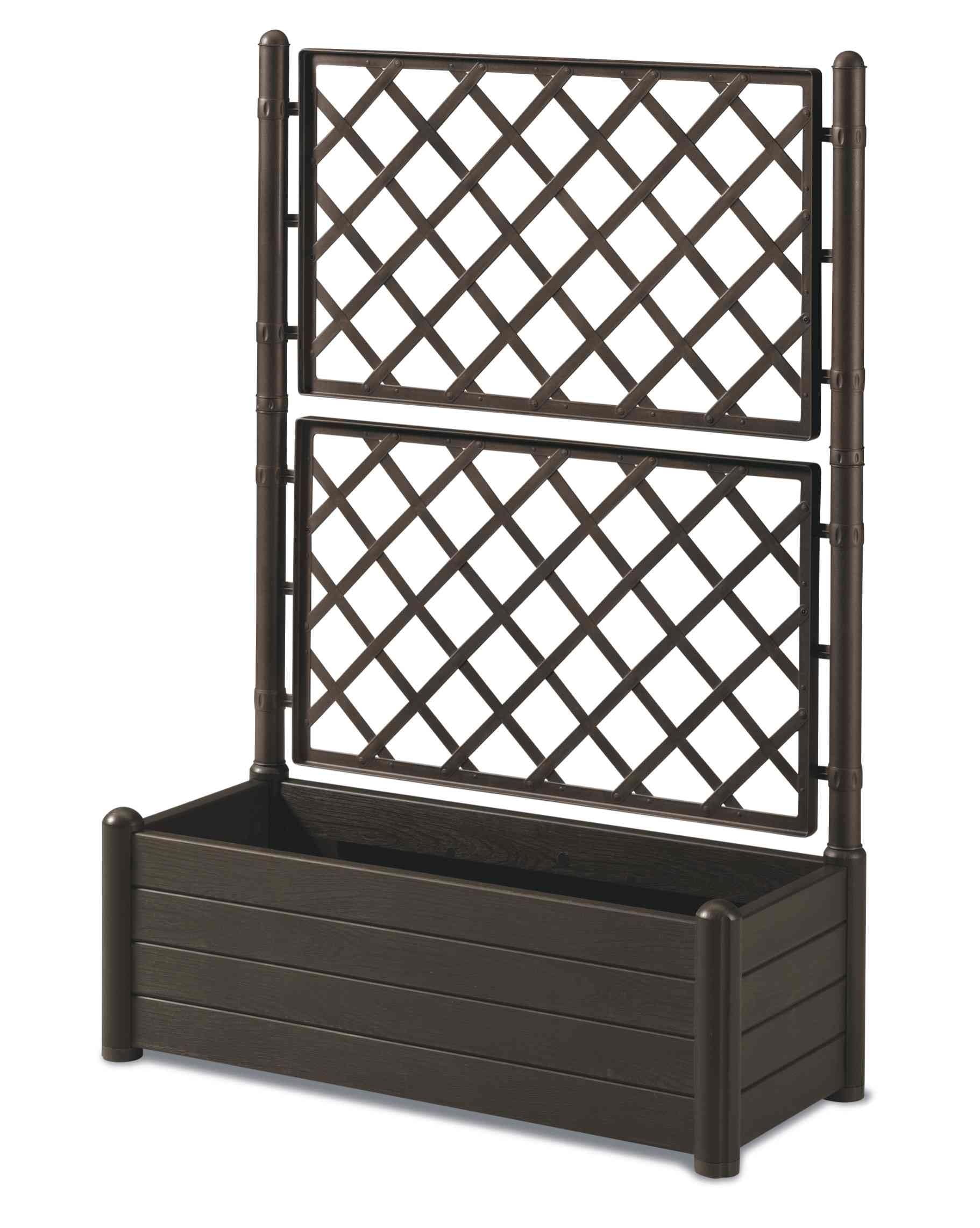 HERSTERA 10014400 Planter with trellis, dark brown, 100 x 43 x 142 cm