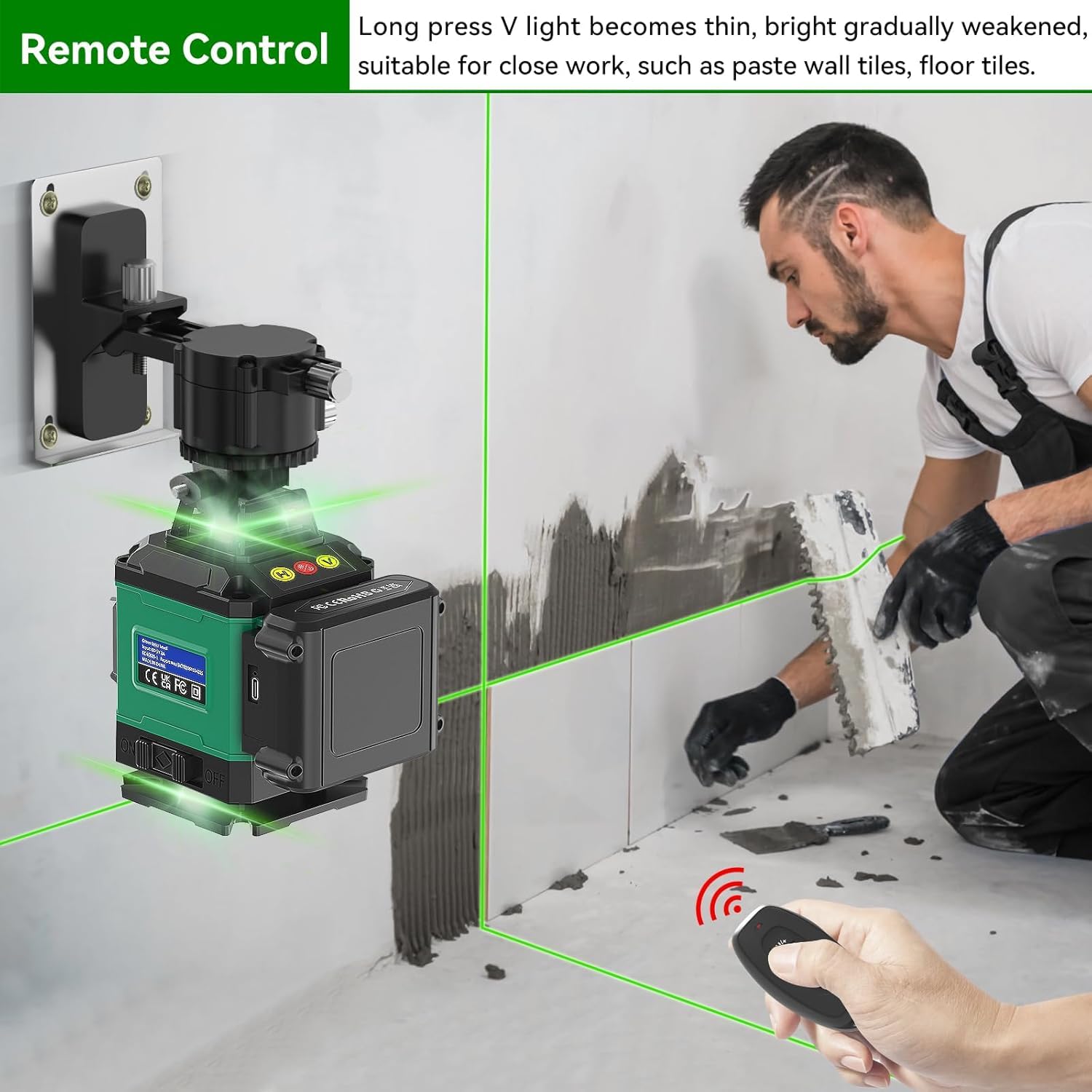 Laser Lever with Tripod, Healfith 4 x 360° 16 Lines Self Leveling Laser Level Green Lazer Level for Construction, Tile, Home Renovation, Picture Hanging