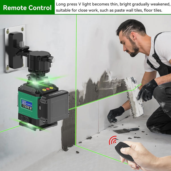 Laser Lever with Tripod, Healfith 4 x 360° 16 Lines Self Leveling Laser Level Green Lazer Level for Construction, Tile, Home Renovation, Picture Hanging