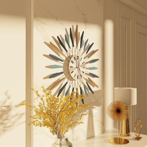 28 Inch Large Wall Clock Metal Decorative, Mid Century Silent Non-Ticking Big Clocks, Modern Home Decorations for Living Room,Bedroom,Dining