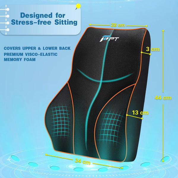 POOTACK Lumbar Support Cushion, Memory Foam Back Support Cushion Lumbar Support for Office Chair, Car Seat, Recliner, with Extension Strap and Mesh Cover