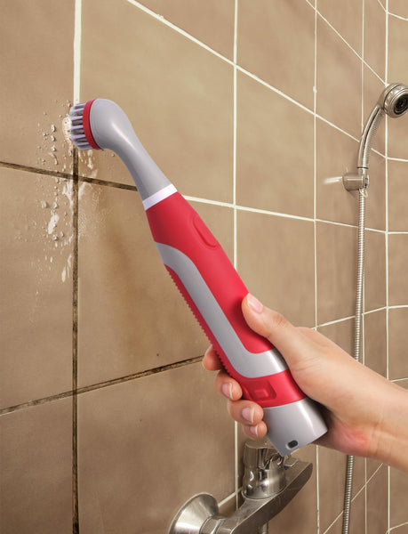 PureSwirlz Electric Cleaning Brush, Battery Operated Power Scrubber with 5 Brush Heads, Stainless Steel Wire Brush, Tile Grout Cleaner Shower Crevice Cleaning Brush for Tile Corner Grout Tight Space
