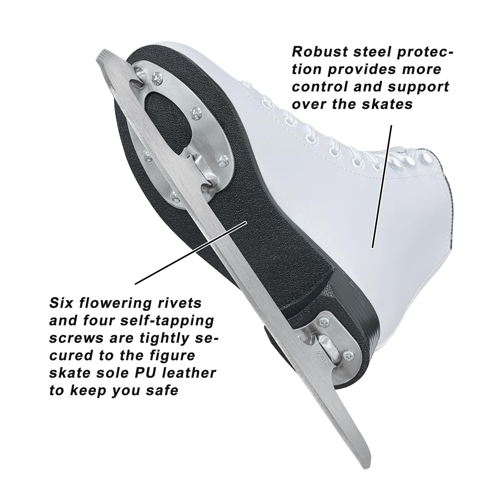 Nattork Figure Skates Excellence Stainless Steel Blades Ice Figure Skating with Enhanced Support Strength Performance and Ultimate Comfort for Youth and Adult
