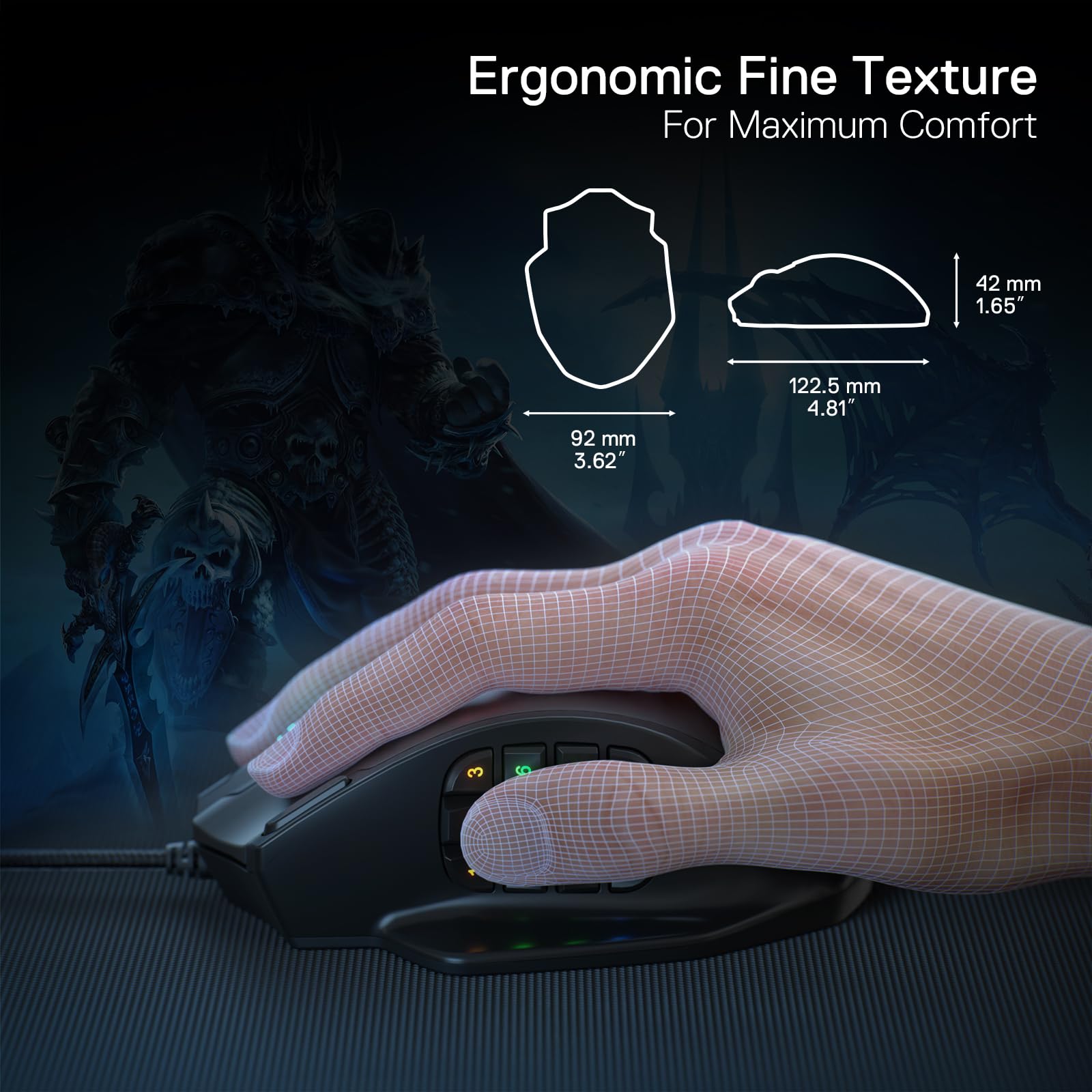 Redragon M908 Impact RGB LED MMO Mouse with Side Buttons Optical Wired Gaming Mouse with 12,400DPI, High Precision, 20 Programmable Mouse Buttons