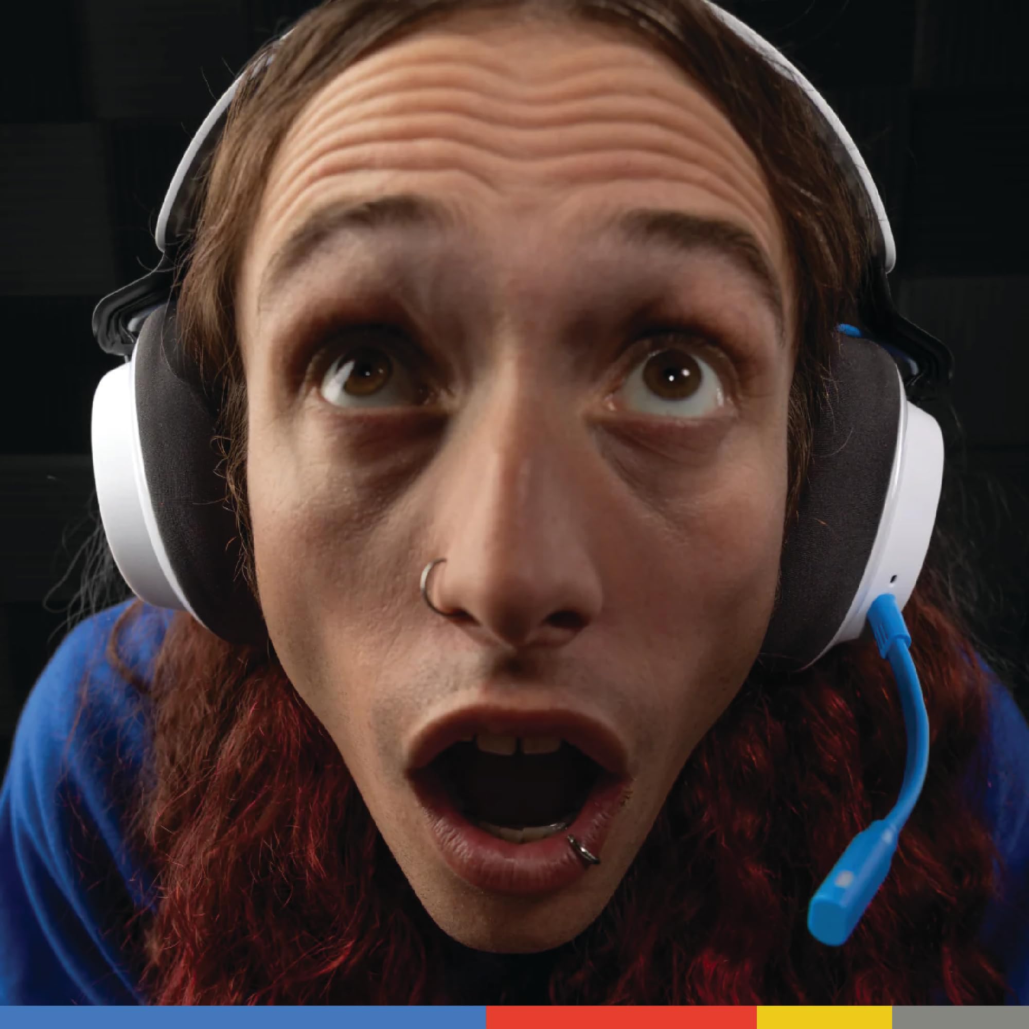 Skullcandy SLYR Pro Wireless Multi-Platform Gaming Headset, Bluetooth Headphones, Up to 24 Hrs Battery, PC, PlayStation, Nintendo Switch, 2.4GHz Low Latency Wireless Transmitter Included - White/Blue