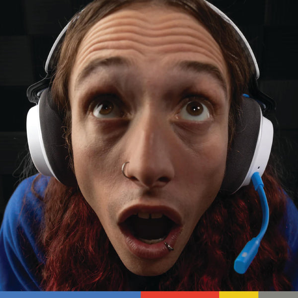 Skullcandy SLYR Pro Wireless Multi-Platform Gaming Headset, Bluetooth Headphones, Up to 24 Hrs Battery, PC, PlayStation, Nintendo Switch, 2.4GHz Low Latency Wireless Transmitter Included - White/Blue