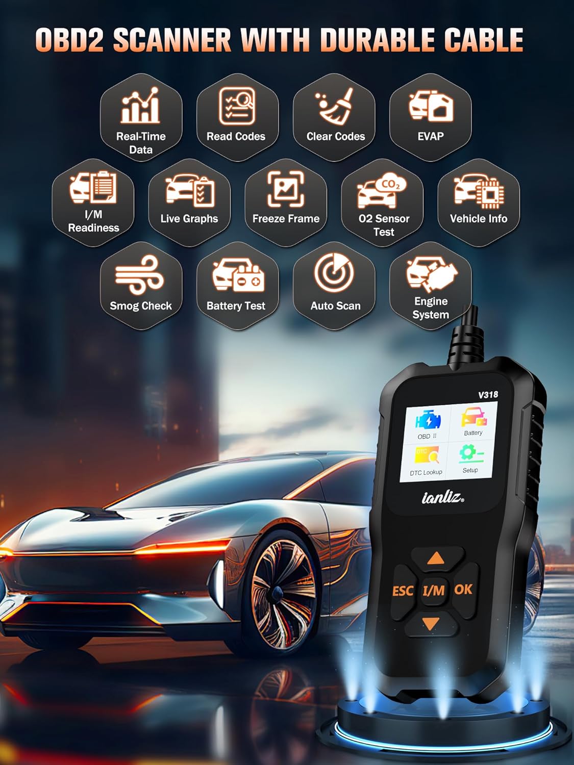 OBD2 Scanner Code Reade Diagnostic: OBD Reader Car Scanner Tool - Vehicle Faults Engine Fault Code Reader Scanner - Auto Motive Diagnostic Tool for All OBDII Vehicles from BMW Ford VW Audi