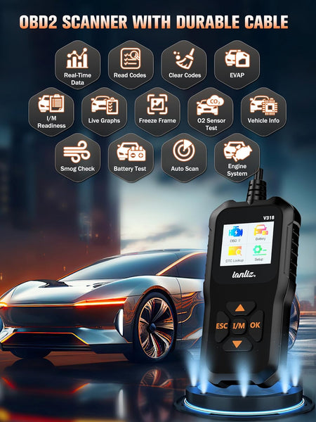 OBD2 Scanner Code Reade Diagnostic: OBD Reader Car Scanner Tool - Vehicle Faults Engine Fault Code Reader Scanner - Auto Motive Diagnostic Tool for All OBDII Vehicles from BMW Ford VW Audi