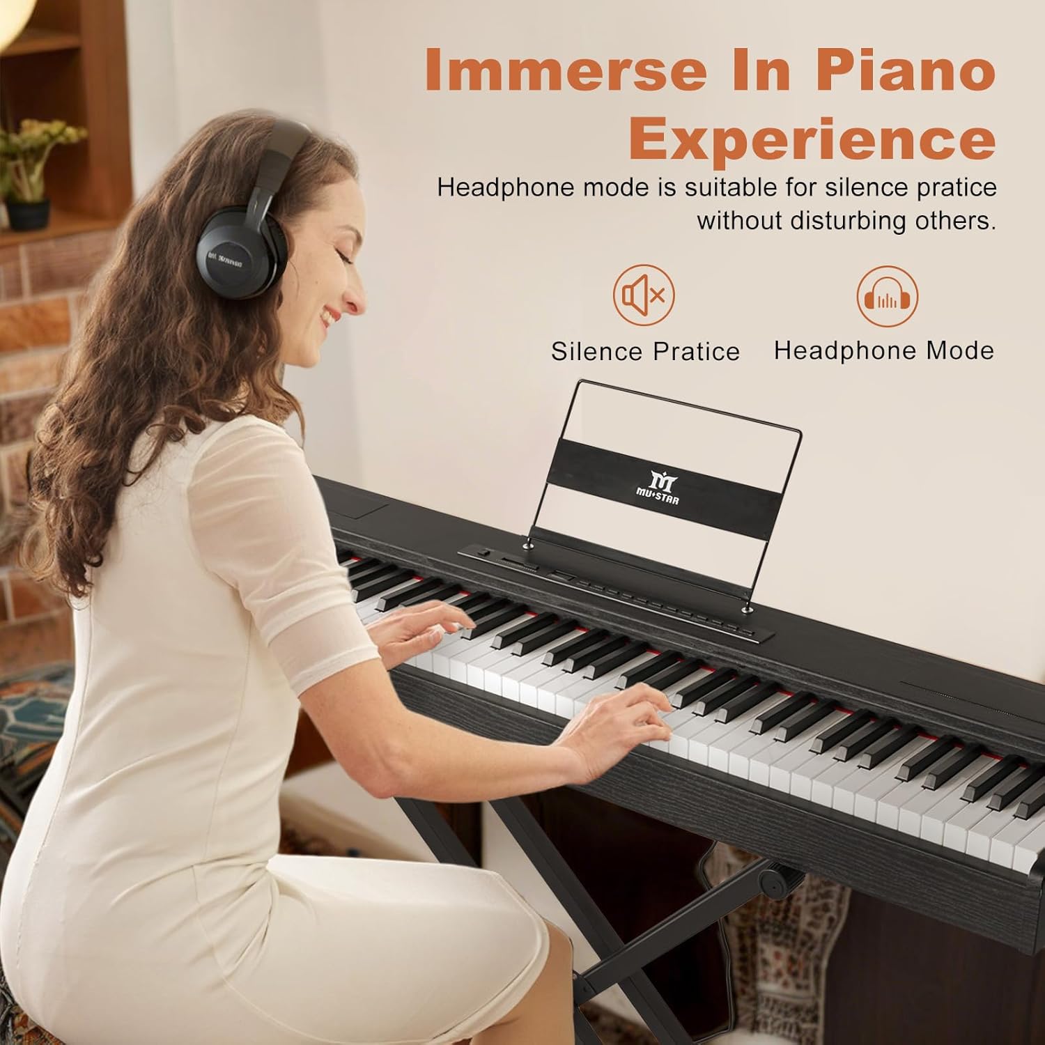 MUSTAR Digital Piano 88 Weighted Keys Hammer Action, Full Size 88 Key Piano Keyboard Weighted, Electric Keyboard Piano with Bluetooth Connection, Portable Case, Sustain Pedal, White