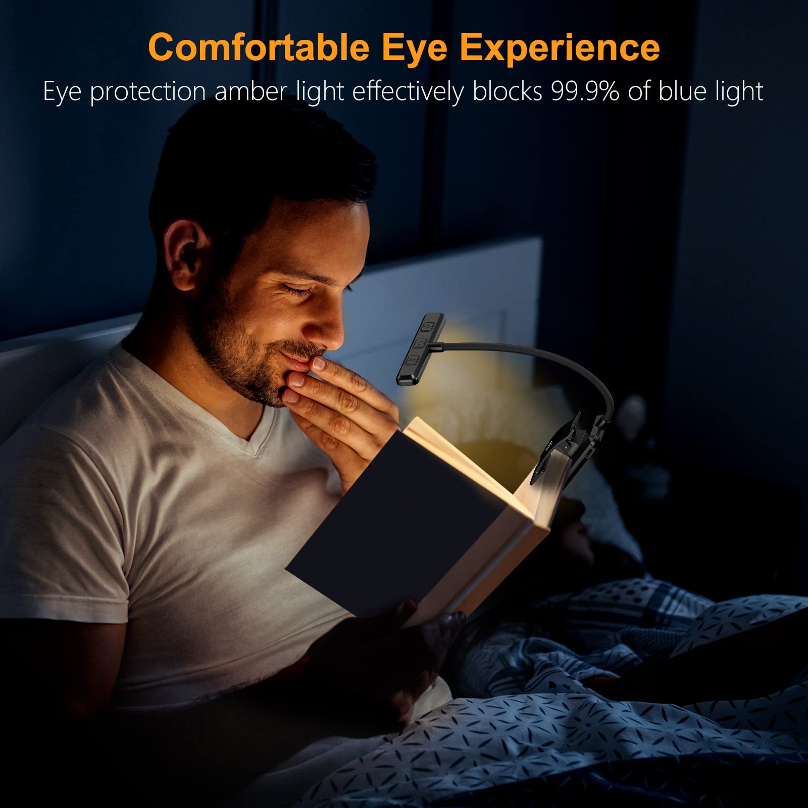 Gritin 19 LED Book Light, Reading Light Book Lamp for Reading at Night with Memory Function, 3 Eye-Protecting Modes -Stepless Dimming, Long Battery Life, 360° Flexible Lamp for Bed,Tablet