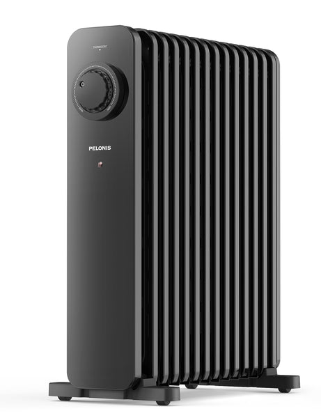 PELONIS Electric Radiator with Adjustable Thermostat and 3 Heat Settings, Oil Filled Heater with Overheat Protection (2500W, Knob Control)
