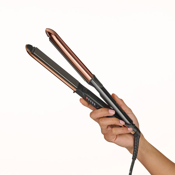 BaByliss Straight and Curl Brilliance Hair Straighteners - Curved Metal Design Easy Styling, Smoothing Titanium Plates, Ionic Anti-Frizz, Fast 15 Second Heat Up, 5 Heat Settings Up to 235°C, 2481U