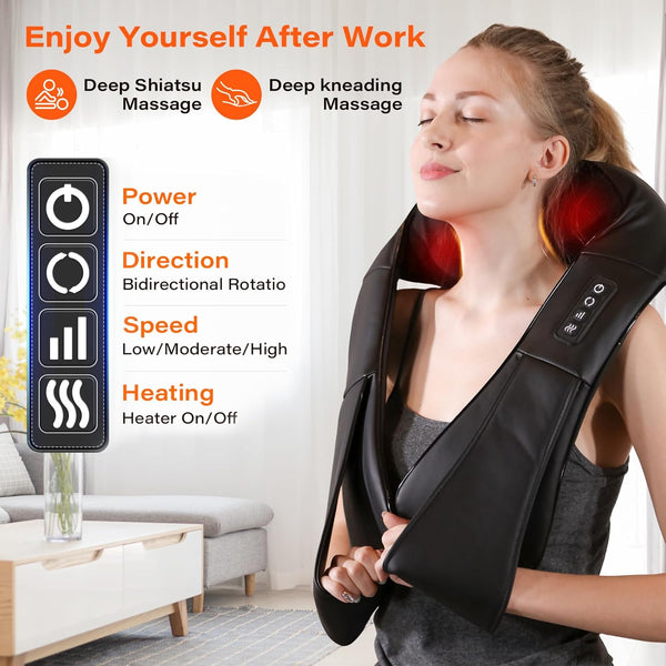 Back Massager, WERTYI Neck and Back Massager with Heat, Deep Tissue 3D Kneading Shiatsu Massage Pillow for Body, Shoulder, Foot and Leg, Christmas Gifts for Women and Men - Remote Control