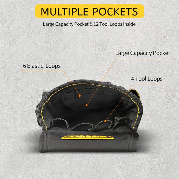 WINHUNT Tool Belt Pouch, Electrician Pouch 18 Pocket with Adjustable Nylon Belt 15x4x22cm Black (18 Pockets)