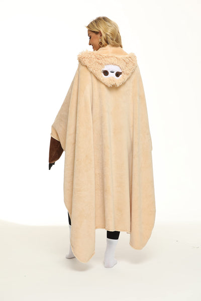 Shoppawhile Sloth Gifts for Women Wearable Hooded Blanket Soft Cute Warm Fluffy Sloth Hooded Blanket 59 * 51 inch