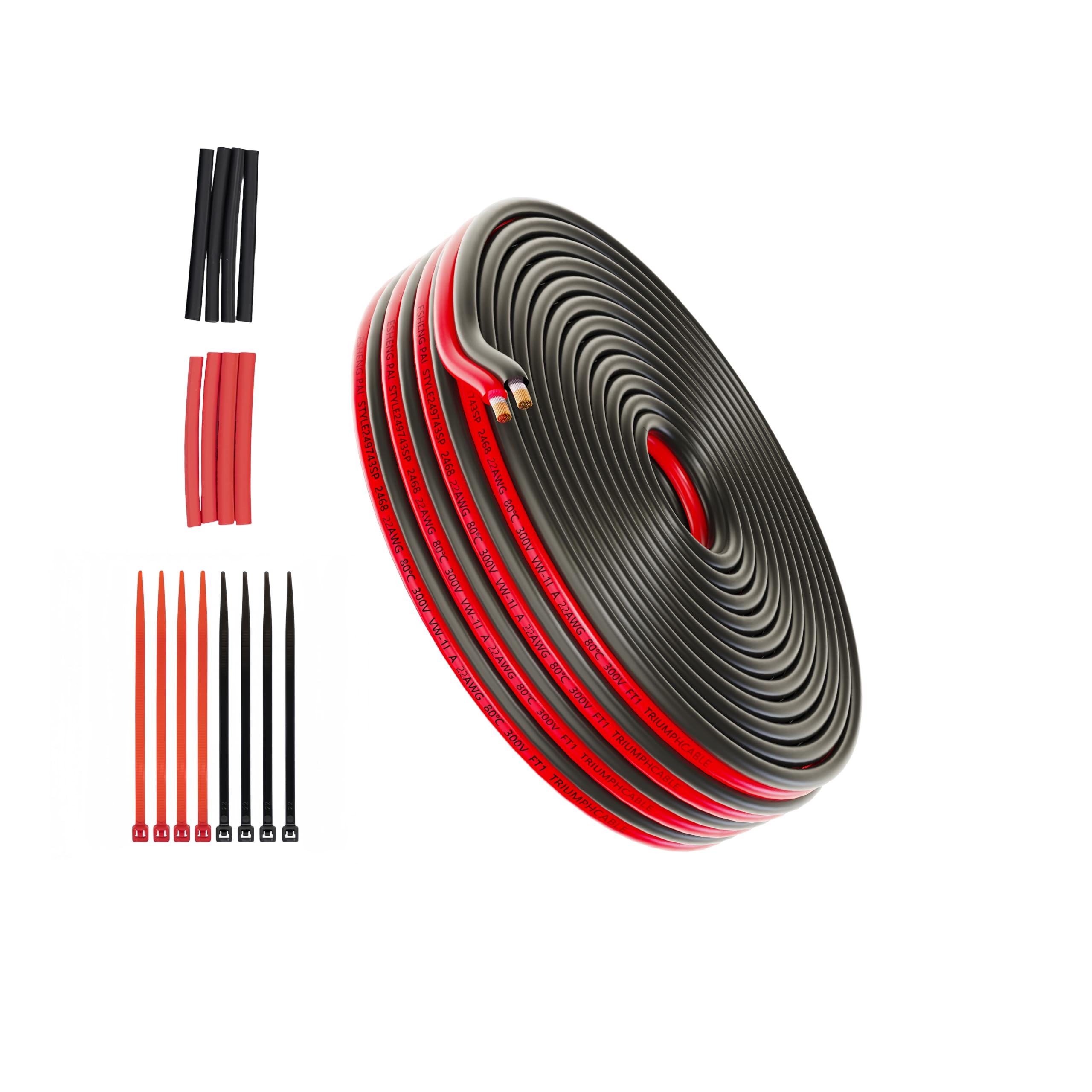 Piwaal 14AWG Spool 2.0mm² 25 ft Per Spool 14 Gauge 2Parallel Wire (Red 7.62M Black 7.62M) Bare Copper Wire for LED Strips/Bulbs/Lamps.