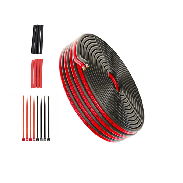 Piwaal 14AWG Spool 2.0mm² 25 ft Per Spool 14 Gauge 2Parallel Wire (Red 7.62M Black 7.62M) Bare Copper Wire for LED Strips/Bulbs/Lamps.