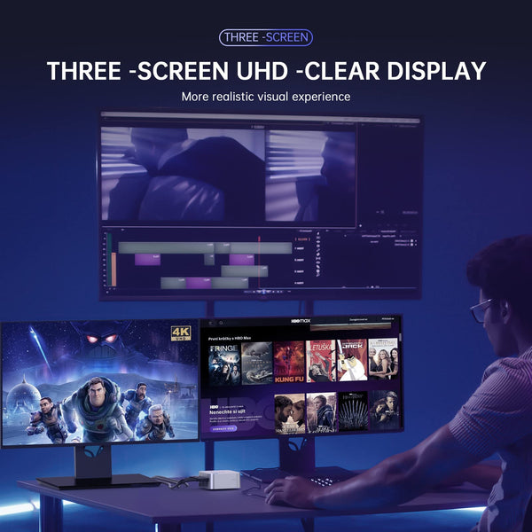 T8Plus Mini PC, 12th Gen Intel Alder Lake N95 (up to 3.40Ghz), 8GB DDR4 256GB M.2 SSD Mini Desktop PC with Dual Ethernet/4K HDMI*3, 2,4/5 G WiFi,BT4.2 for home theatre/office/school