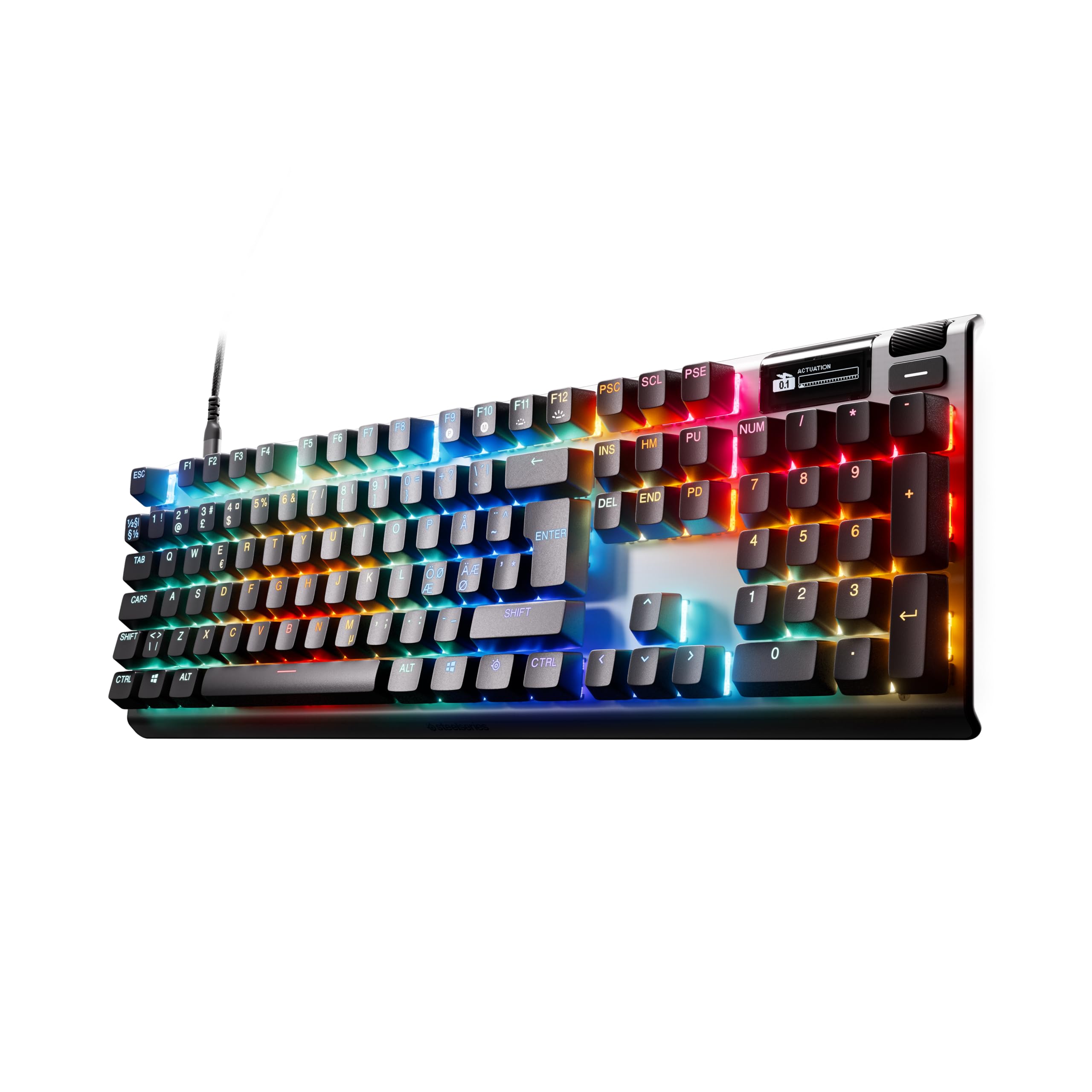 SteelSeries Apex Pro Gen 3 Gaming Keyboard - OmniPoint 3.0 HyperMagnetic Switches - Adjustable Actuation - Rapid Trigger - Game-Ready Presets - Rapid Tap/SOCD - OLED - RGB - USB-C - English QWERTY