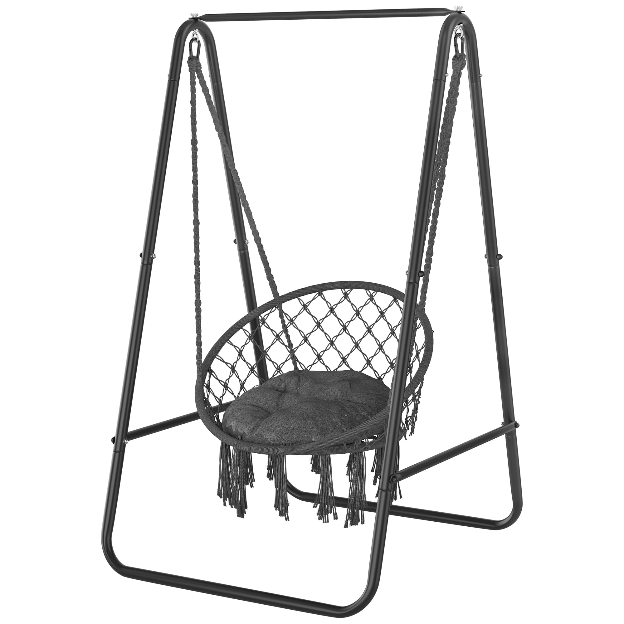 YITAHOME Hanging Chair with Stand, 85x92x153cm Hammock Swing Chair with Cushion, Heavy-Duty Steel Hammock Stand with 100kg Capacity for Living Room,