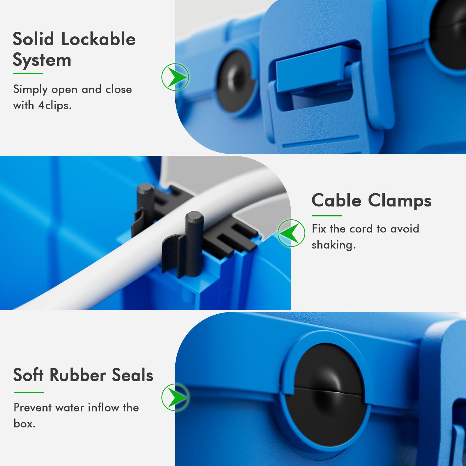 RESTMO Extra Large Waterproof Electrical Box, IP54 Weatherproof Outdoor Outlet Cover, Protect Outlet, Plug, Timer, Power Strip (Not Included), Holiday Light Decoration, 32 x 22 x 13 cm, Black