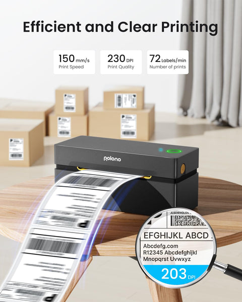 POLONO Bluetooth Thermal Shipping Label Printer, Wireless 4x6 Shipping Label Printer for Small Business, Support iOS, Android, Windows and Mac, Compatible with Amazon, Ebay, Shopify, Etsy, USPS (Grey)