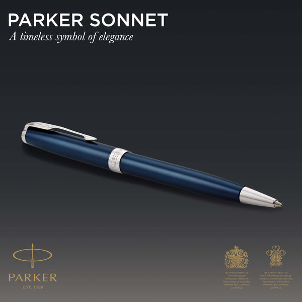 Parker Sonnet Ballpoint Pen | Stainless Steel with Gold Trim | Medium Point | Handwriting Pens & Stationery Supplies | Black Ink | Gift Box