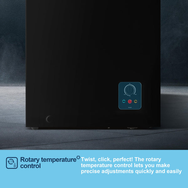 Fridgemaster MCF142EB 142L Chester Freezer 4 Star Freezer Rating - 55.9D x 62.5W x 85.4H cm Black with Recessed Handle - E Rated