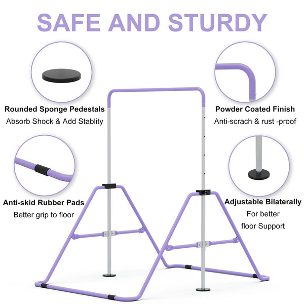 GYMMAGE Gymnastics Bars with Bar Pad, Junior Training Kip Bar Gymnastics Equipment for Home Garden, Adjustable Height Gymnastic Folding Horizontal Bar